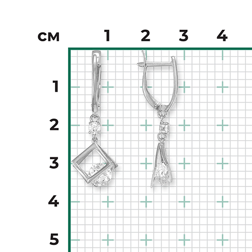 Серьги с английским замком из белого золота с фианитами 02-4574-00-401-1120