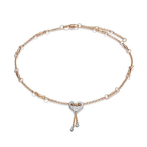 Браслет на ногу «Поцелуй» из комбинированного золота 05-0592-01-000-1111-63