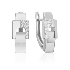 Серьги с английским замком из белого золота с фианитами 02-5129-00-401-1120