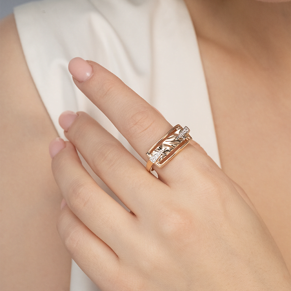 Кольцо «Впечатление» из комбинированного золота с натуральными топазами white 01-5656-00-201-1111