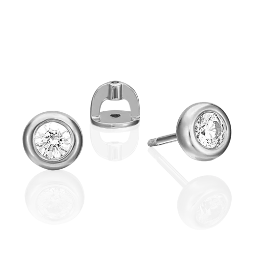 Серьги-пусеты из белого золота с фианитом 02-4497-00-501-1120-38