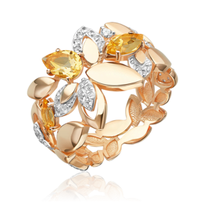 Кольцо «Осенний вальс» из красного золота с цитринами и натуральными топазами white 01-5928-00-282-1110