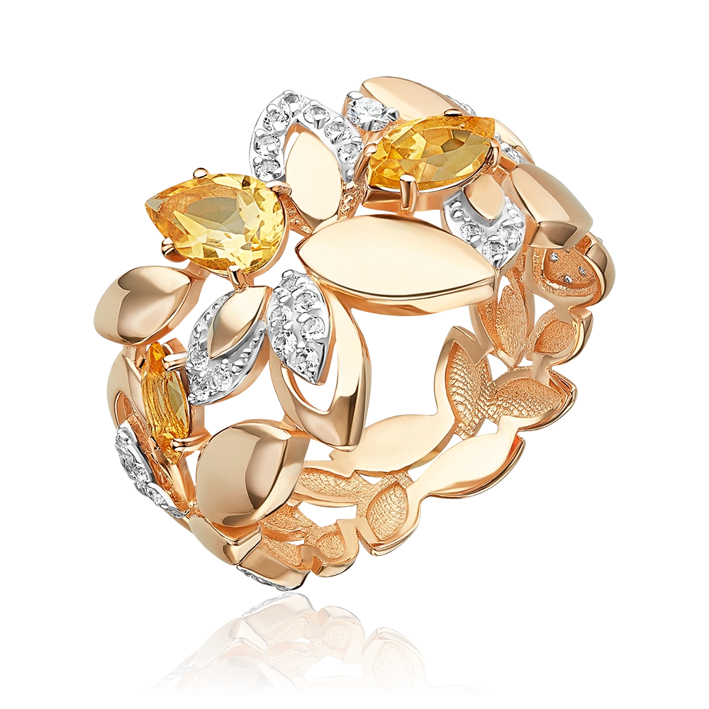 Кольцо «Осенний вальс» из красного золота с цитринами и натуральными топазами white 01-5928-00-282-1110