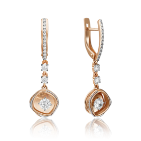 Серьги с английским замком из красного золота с фианитами 02-4289-00-501-1110-38