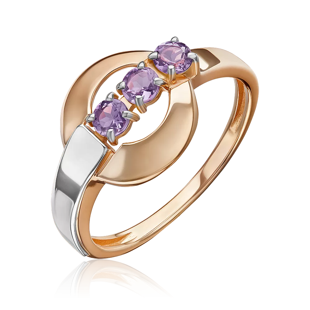 Кольцо из комбинированного золота с аметистами 01-5837-00-203-1111