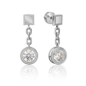 Серьги-пусеты из белого золота с фианитом 02-4557-00-501-1120-38