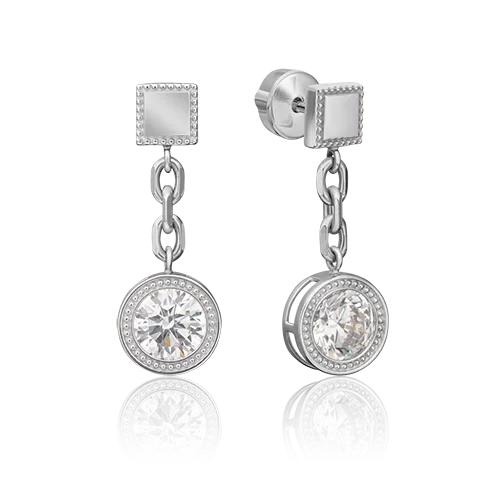 Серьги-пусеты из белого золота с фианитом 02-4557-00-501-1120-38