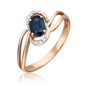 Кольцо из красного золота с сапфиром и бриллиантами 01-1513-00-105-1110-30