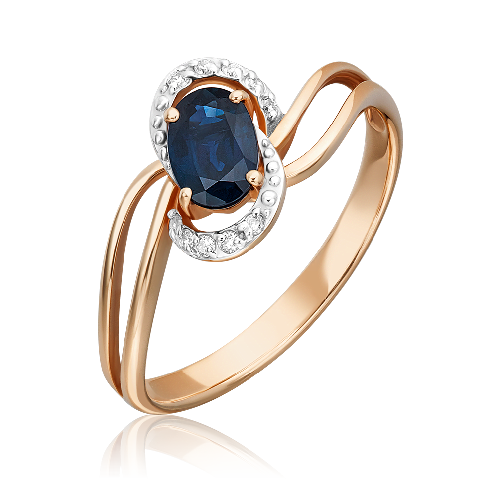 Кольцо из красного золота с сапфиром и бриллиантами 01-1513-00-105-1110-30