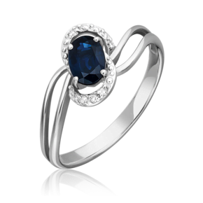 Кольцо из белого золота с сапфиром и бриллиантами 01-1513-00-105-1120-30