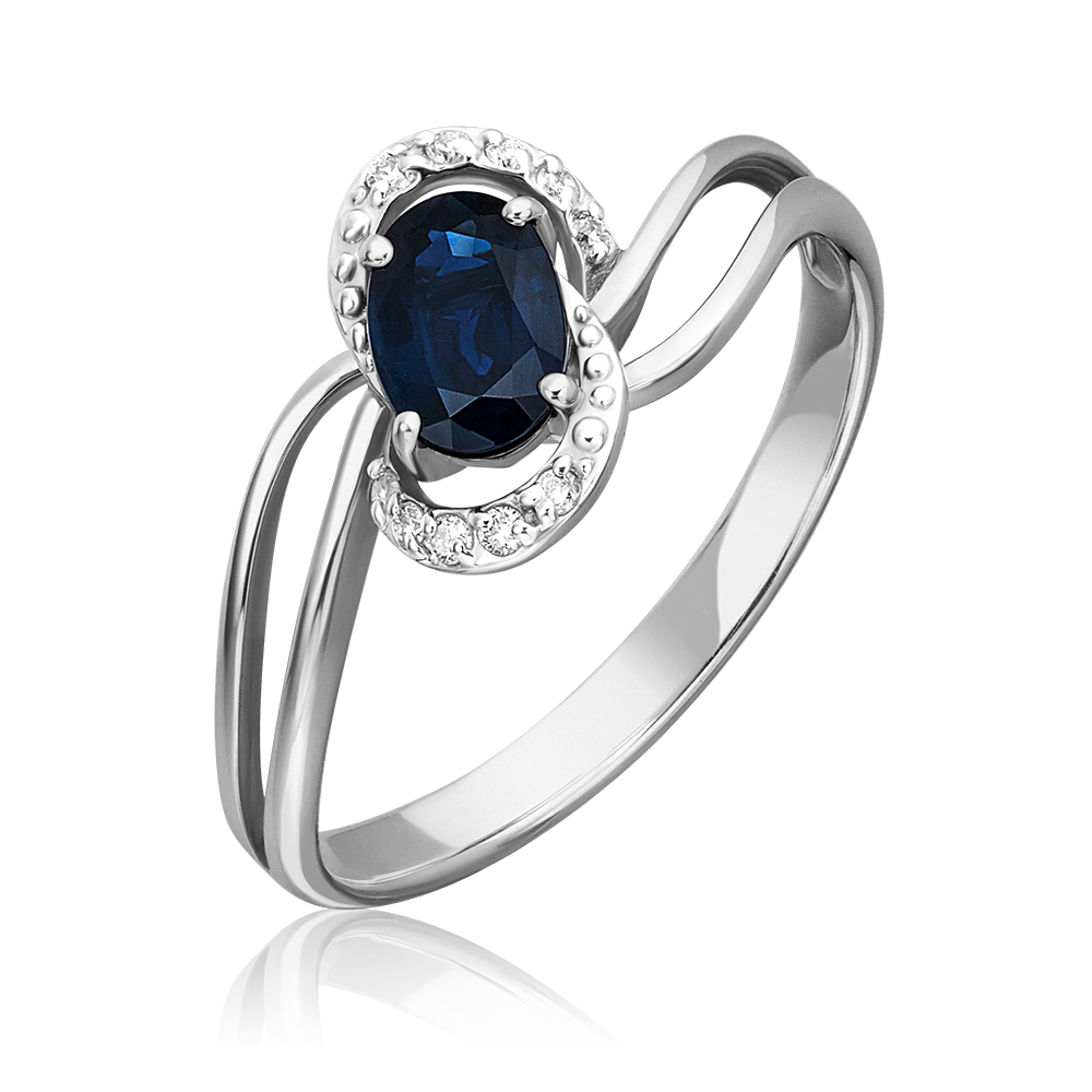 Кольцо из белого золота с сапфиром и бриллиантами 01-1513-00-105-1120-30