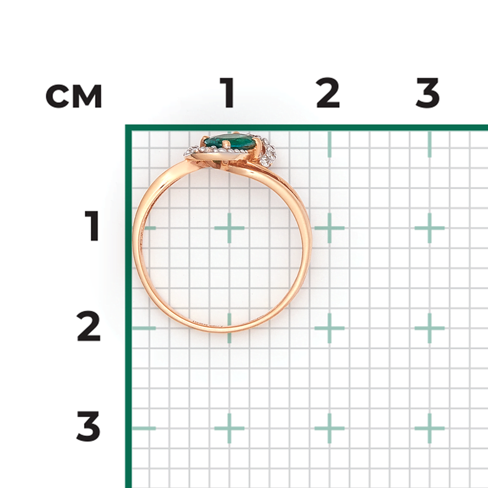 Кольцо из красного золота с изумрудом и бриллиантами 01-1513-00-106-1110-30