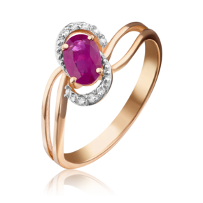 Кольцо из красного золота с рубином и бриллиантами 01-1513-00-107-1110-30