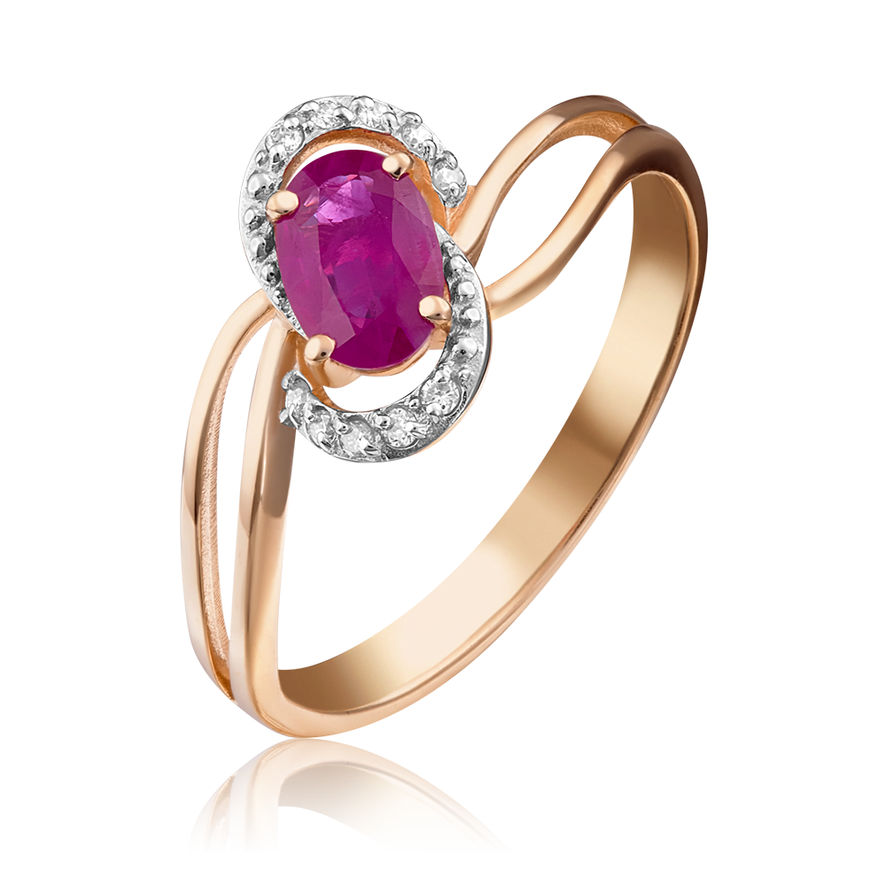 Кольцо из красного золота с рубином и бриллиантами 01-1513-00-107-1110-30