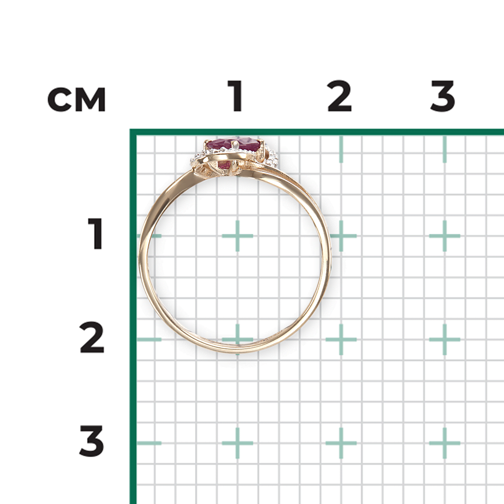 Кольцо из красного золота с рубином и бриллиантами 01-1513-00-107-1110-30