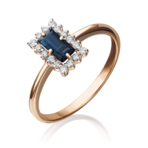 Кольцо из красного золота с сапфиром и бриллиантами 01-1514-00-105-1110-30