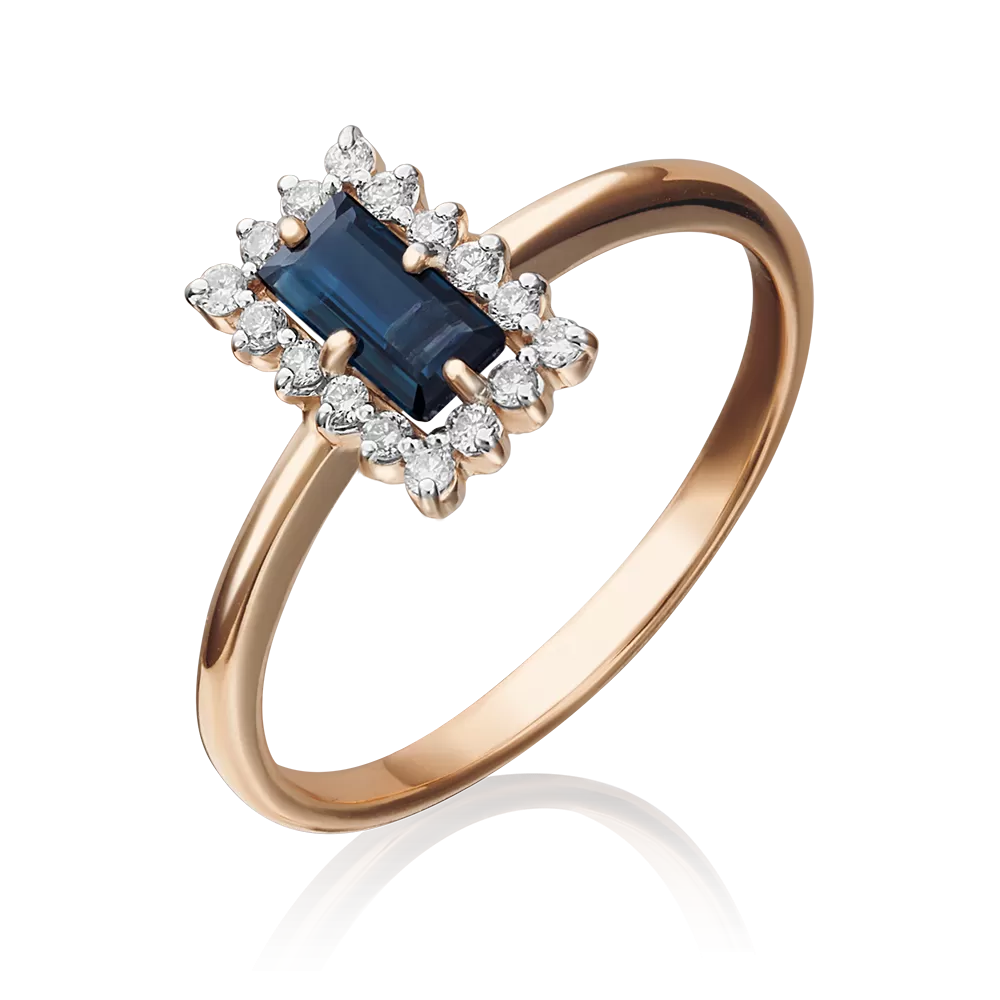 Кольцо из красного золота с сапфиром и бриллиантами 01-1514-00-105-1110-30