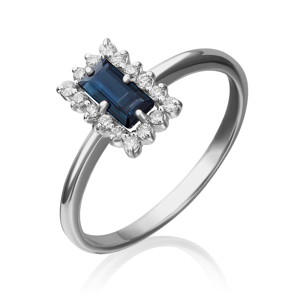 Кольцо из белого золота с сапфиром и бриллиантами 01-1514-00-105-1120-30