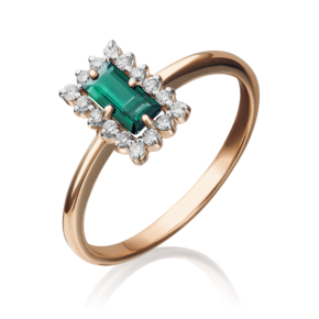 Кольцо из красного золота с изумрудом и бриллиантами 01-1514-00-106-1110-30