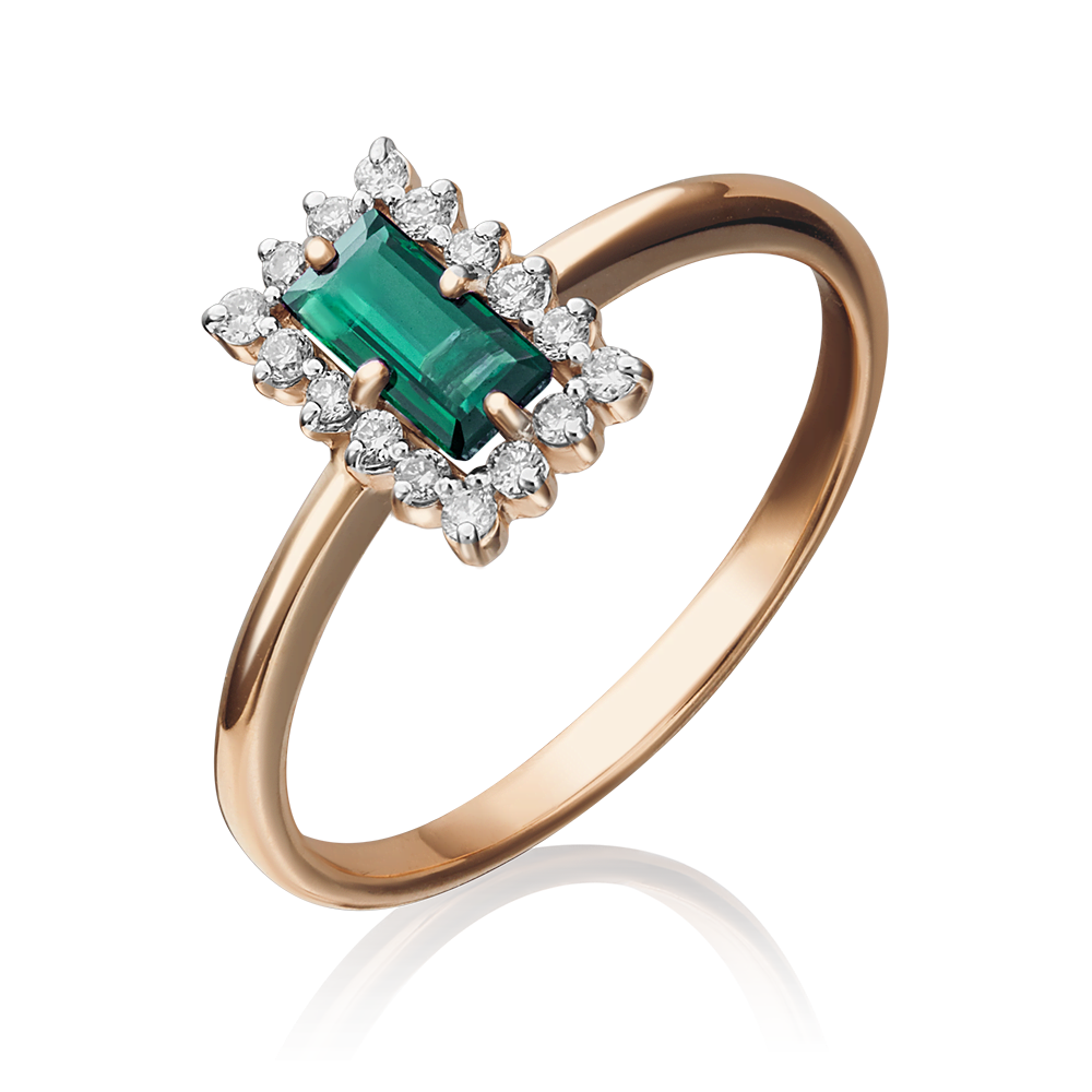 Кольцо из красного золота с изумрудом и бриллиантами 01-1514-00-106-1110-30