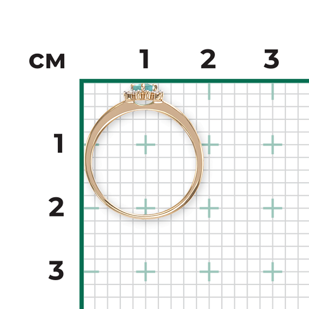 Кольцо из красного золота с изумрудом и бриллиантами 01-1514-00-106-1110-30
