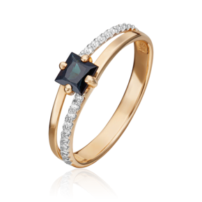 Кольцо из красного золота с сапфиром и бриллиантами 01-1515-00-105-1110-30