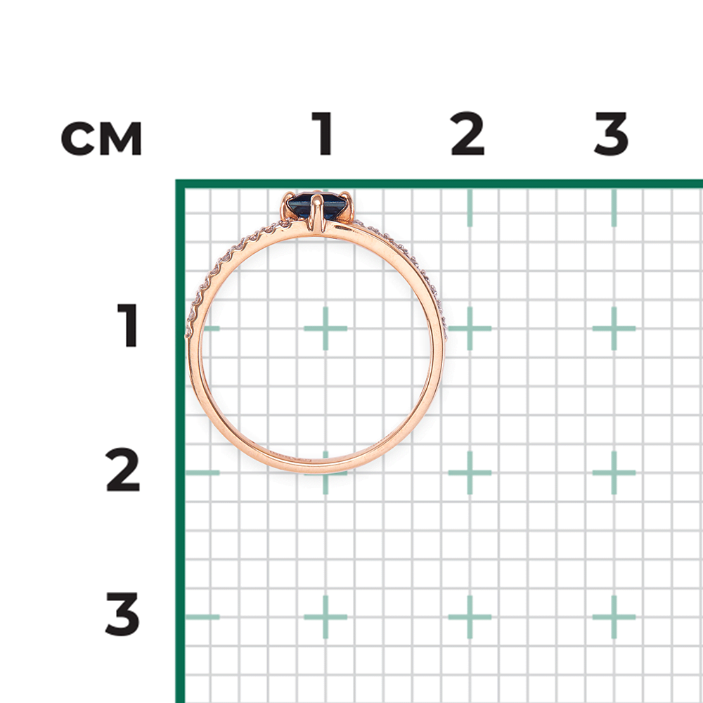 Кольцо из красного золота с сапфиром и бриллиантами 01-1515-00-105-1110-30