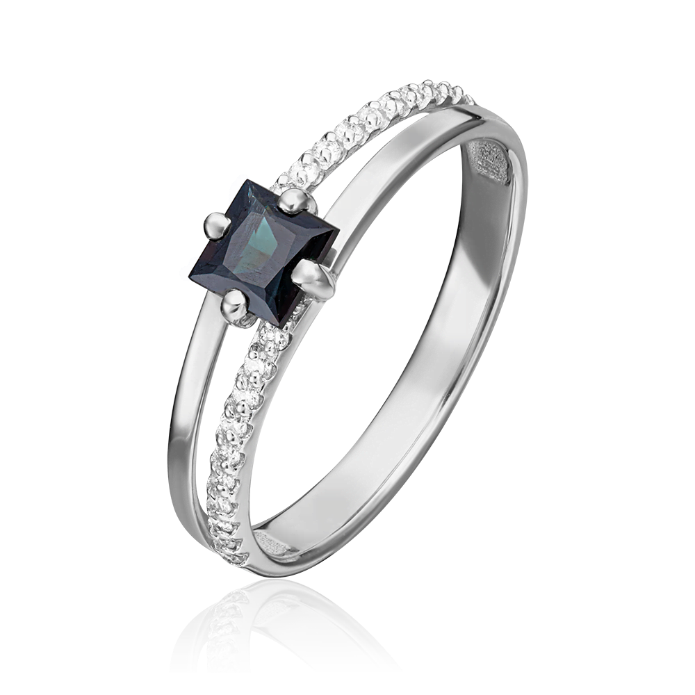 Кольцо из белого золота с сапфиром и бриллиантами 01-1515-00-105-1120-30