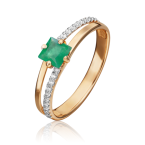 Кольцо из красного золота с изумрудом и бриллиантами 01-1515-00-106-1110-30
