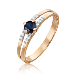 Кольцо из красного золота с сапфиром и бриллиантами 01-1516-00-105-1110-30