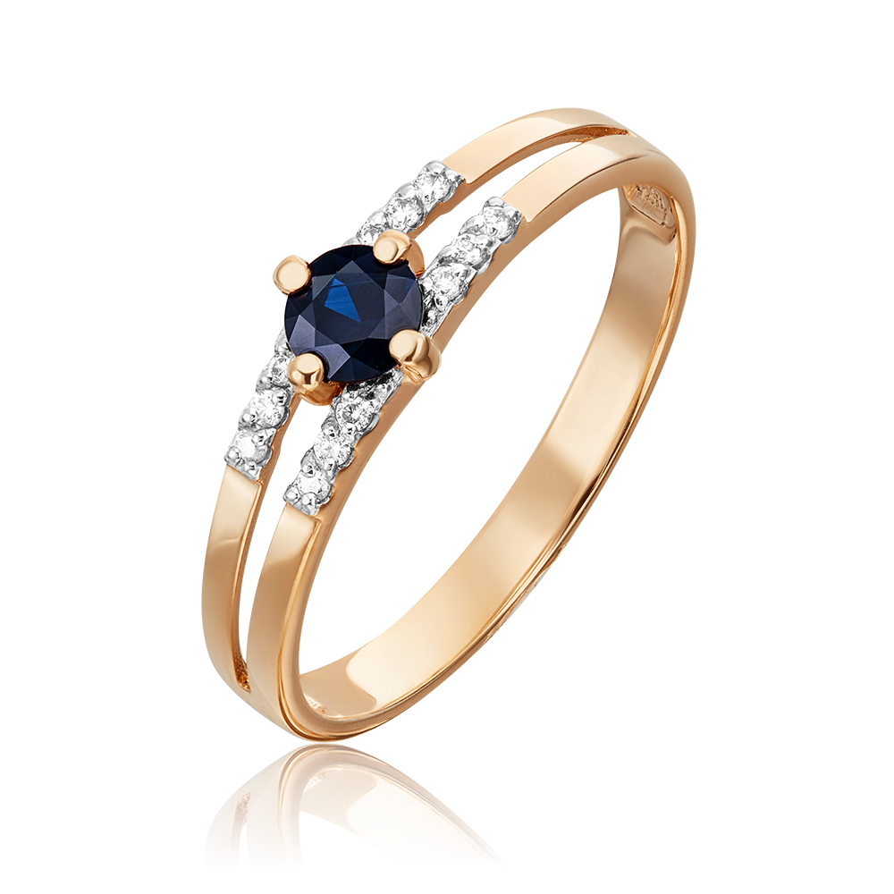 Кольцо из красного золота с сапфиром и бриллиантами 01-1516-00-105-1110-30