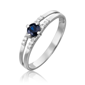 Кольцо из белого золота с сапфиром и бриллиантами 01-1516-00-105-1120-30