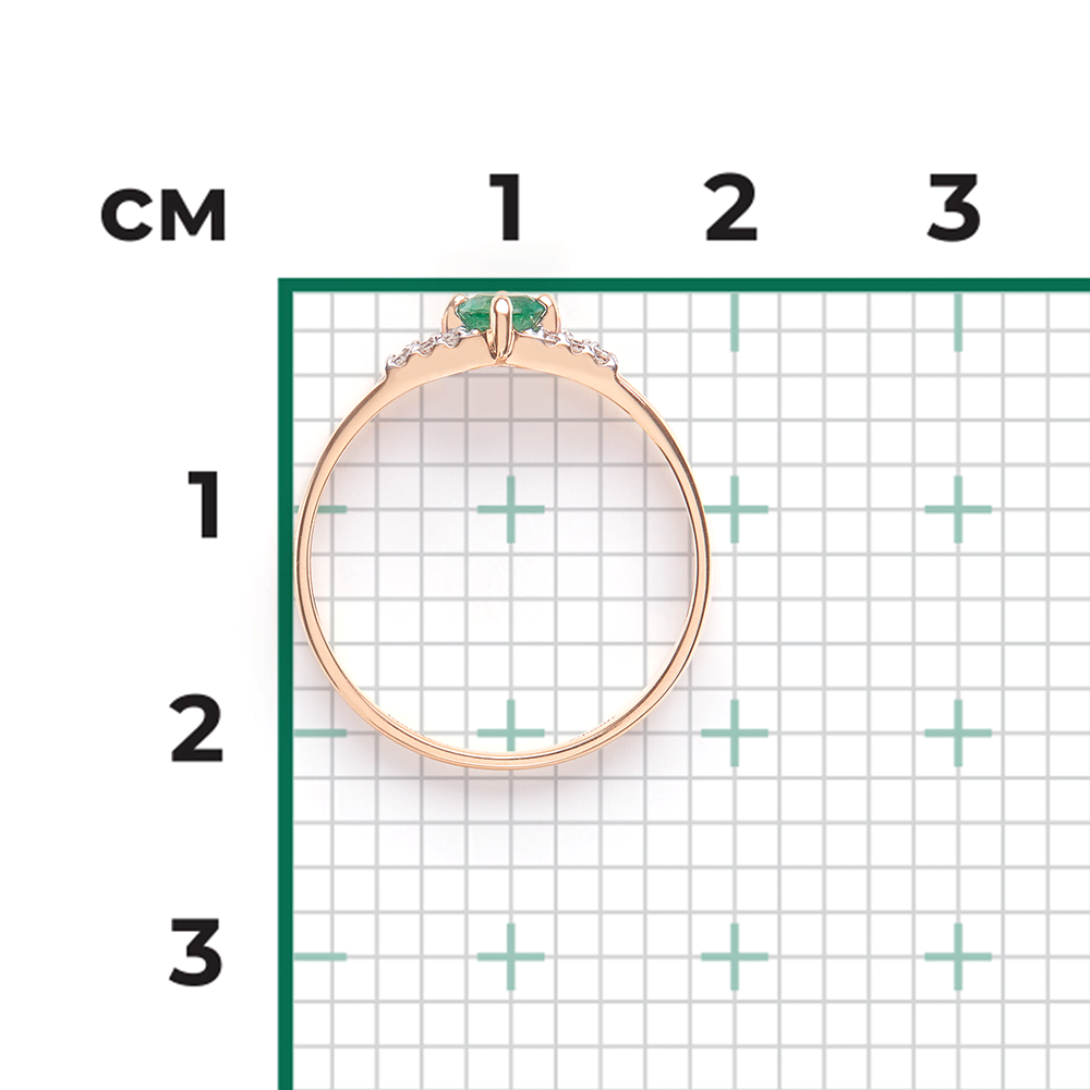 Кольцо из красного золота с изумрудом и бриллиантами 01-1516-00-106-1110-30
