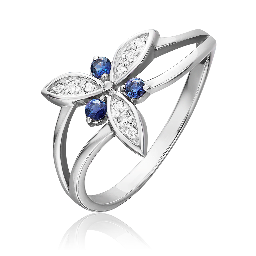 Кольцо из белого золота с сапфирами и бриллиантами 01-0800-00-105-1120-30