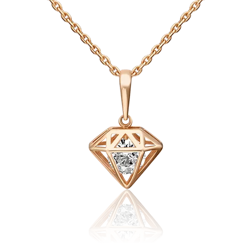 Подвеска «Бриллиант» из красного золота с фианитом 03-3080-00-401-1110