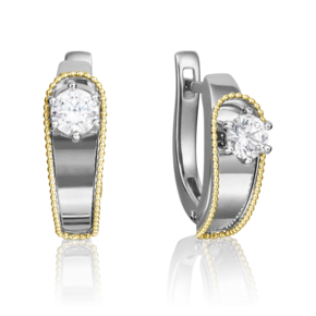 Серьги с английским замком из комбинированного золота с бриллиантом