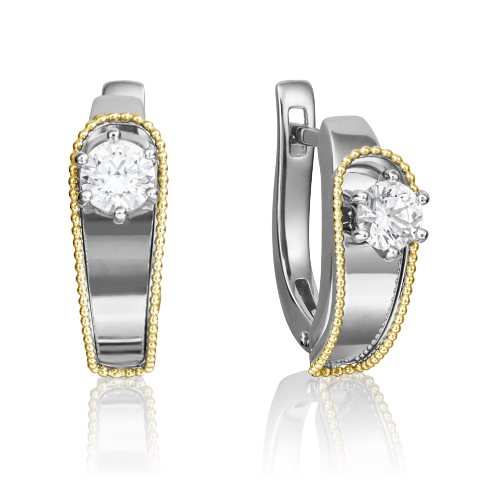 Серьги с английским замком из комбинированного золота с бриллиантом 02-4231-01-101-1121-30