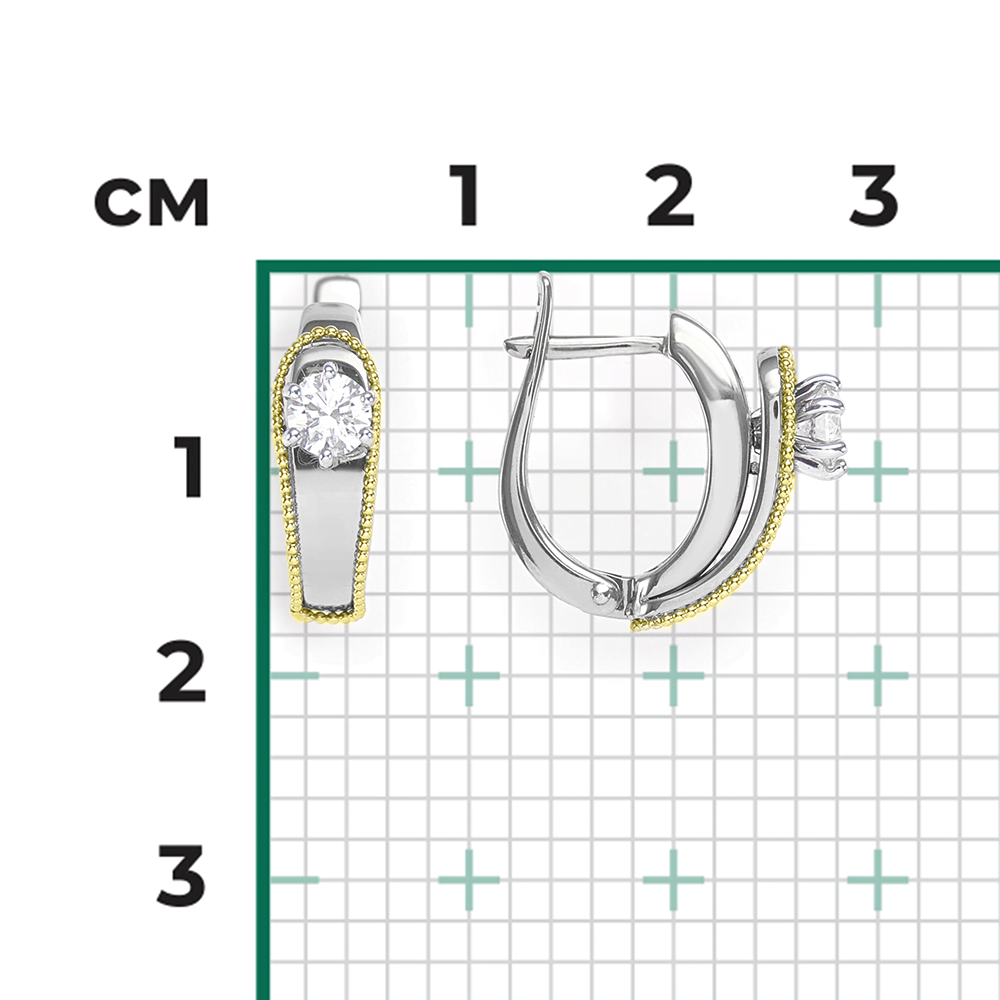 Серьги с английским замком из комбинированного золота с бриллиантом 02-4231-01-101-1121-30