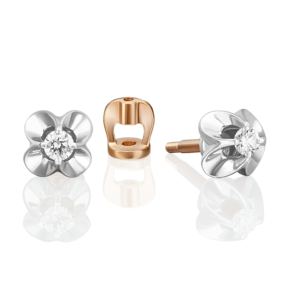 Серьги-пусеты из комбинированного золота с бриллиантом 02-5350-00-101-1111