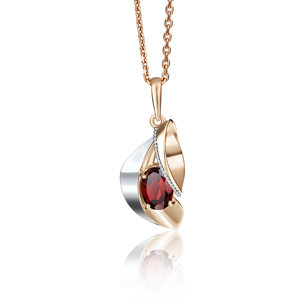 Подвеска из комбинированного золота с гранатом 03-2761-00-204-1111-46
