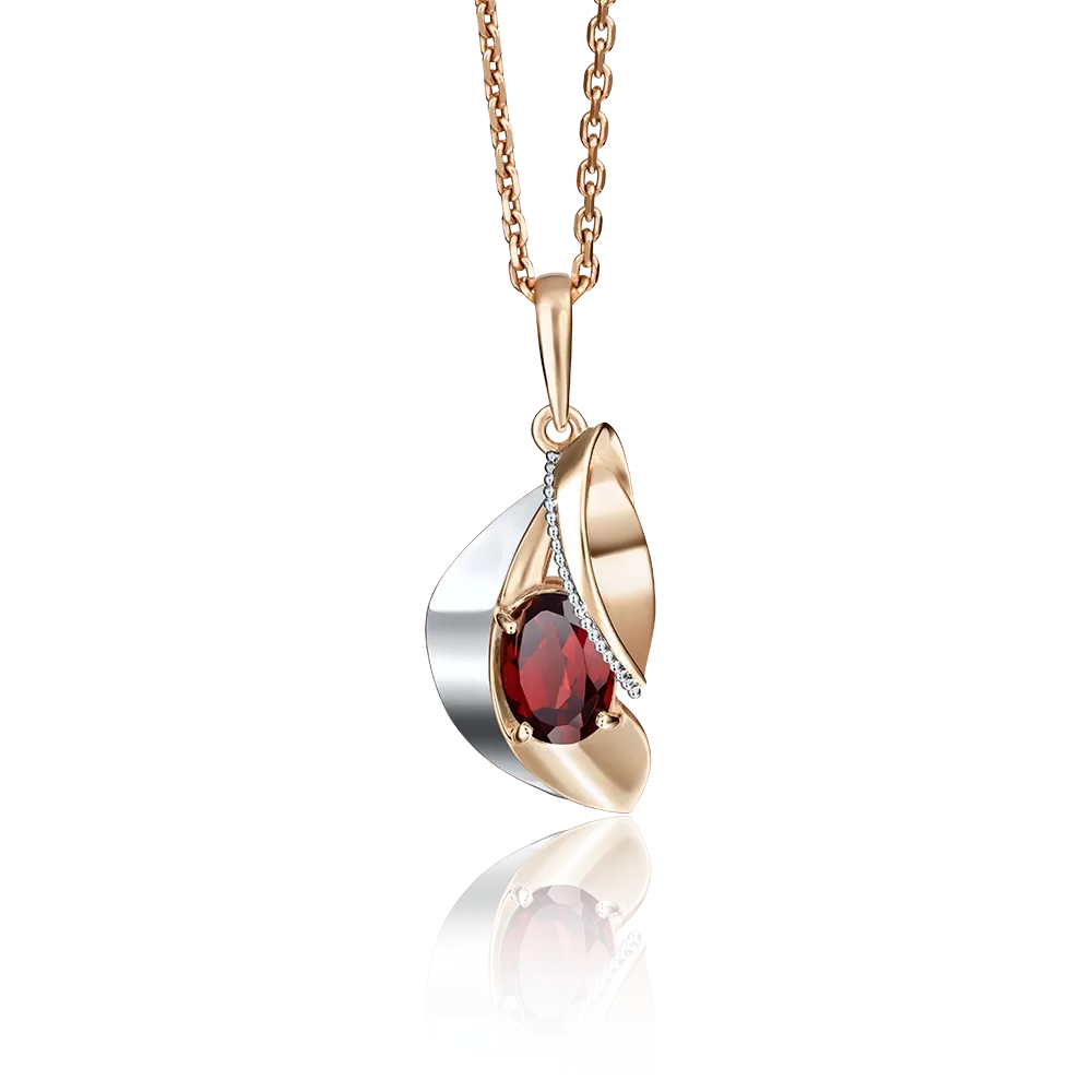 Подвеска из комбинированного золота с гранатом 03-2761-00-204-1111-46