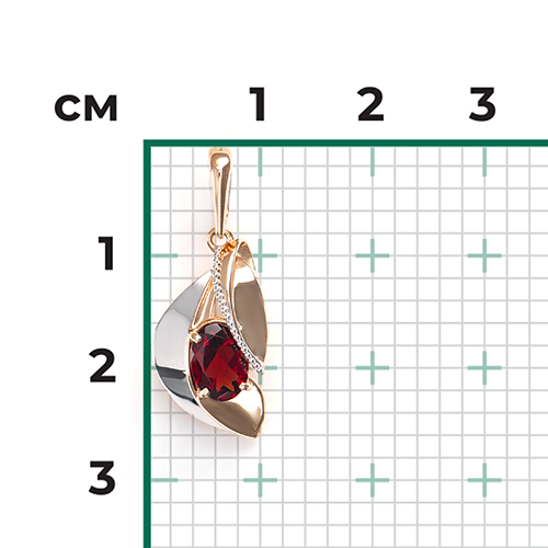 Подвеска из комбинированного золота с гранатом 03-2761-00-204-1111-46