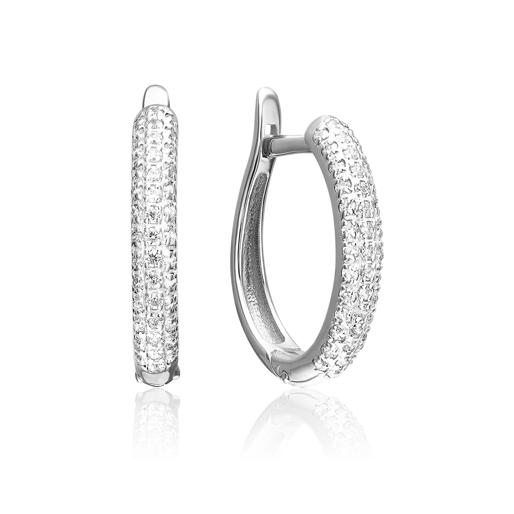 Серьги с английским замком из серебра с фианитами 02-0710-00-401-0200