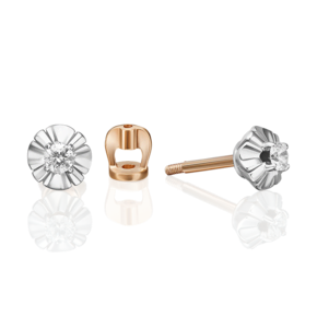 Серьги-пусеты из комбинированного золота с бриллиантом 02-5339-00-101-1111