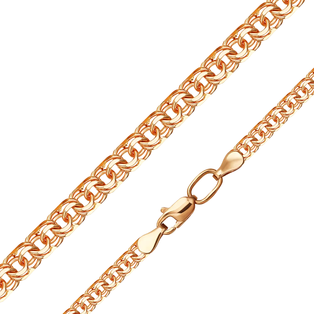 Цепь из красного золота (плетение «Бисмарк» с алмазными гранями по восьми сторонам) 21-2718-060-1110-19