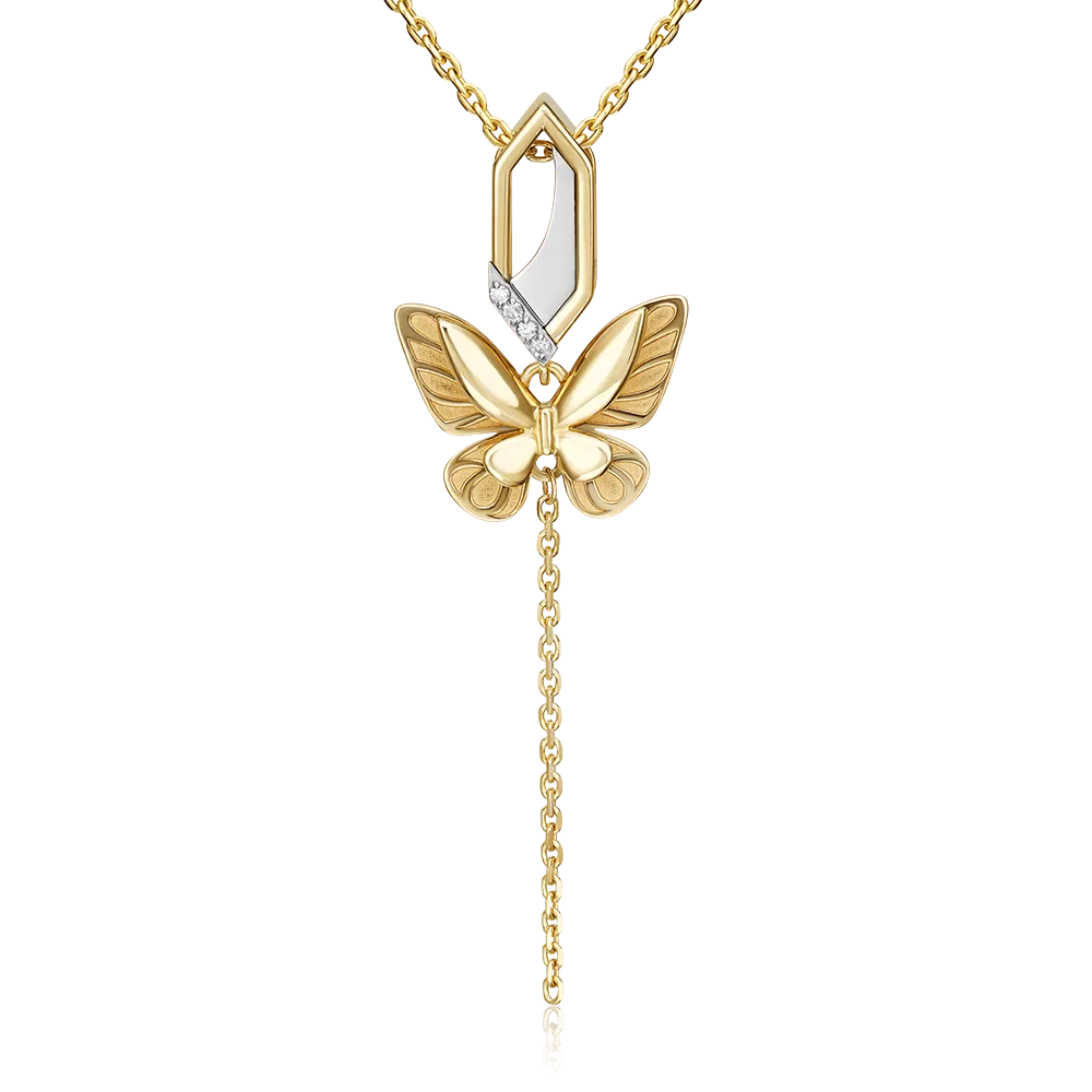 Подвеска «Бабочка. Мгновения красоты» из комбинированного золота с бриллиантами 03-3278-00-101-1121
