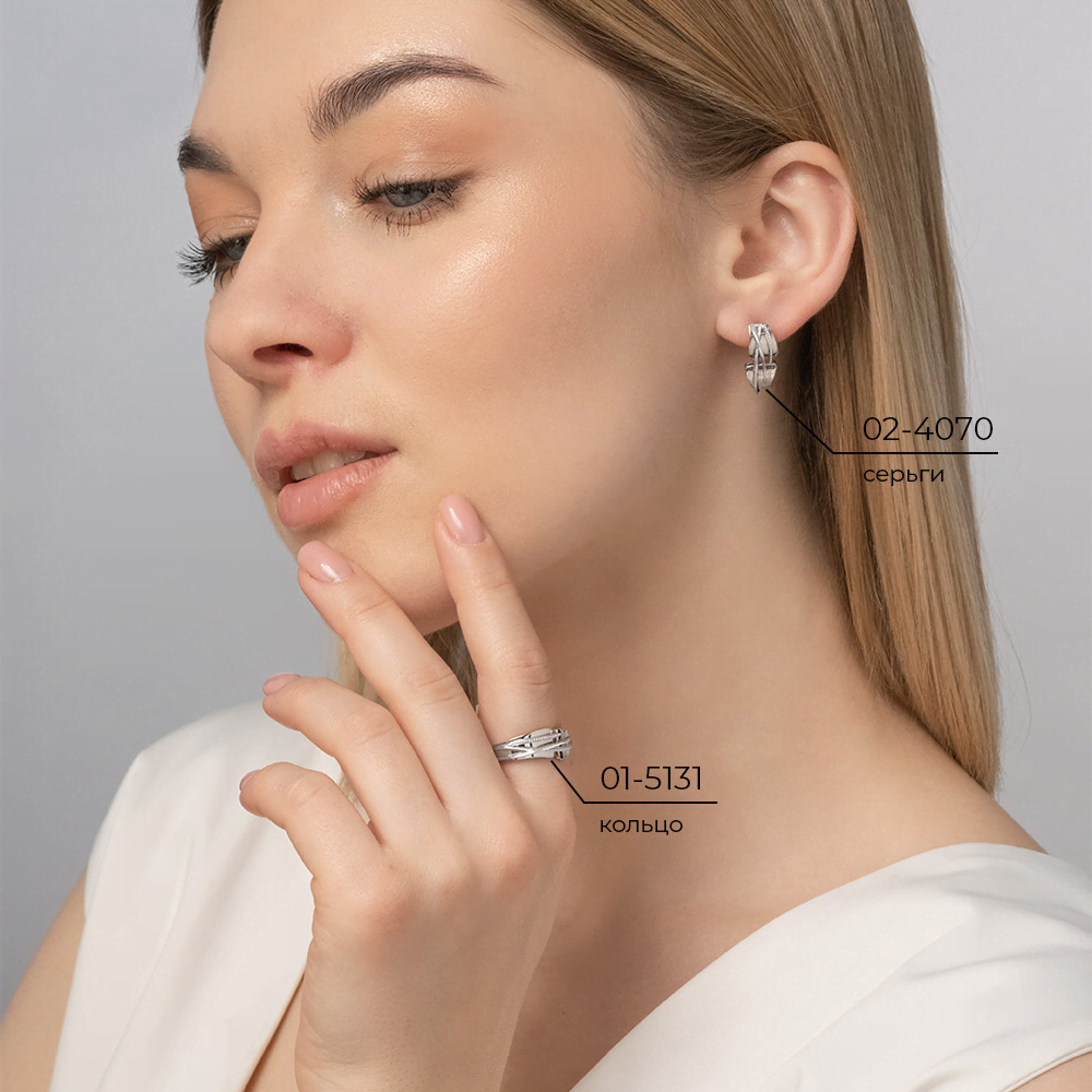 Серьги с английским замком из белого золота 02-4070-00-000-1120-48