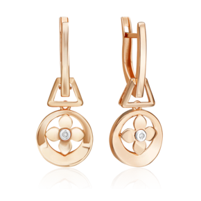 Серьги с английским замком из комбинированного золота с бриллиантом 02-5008-00-101-1111