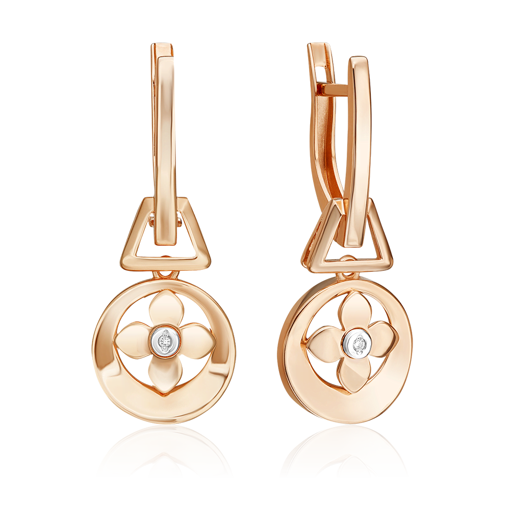 Серьги с английским замком из комбинированного золота с бриллиантом 02-5008-00-101-1111