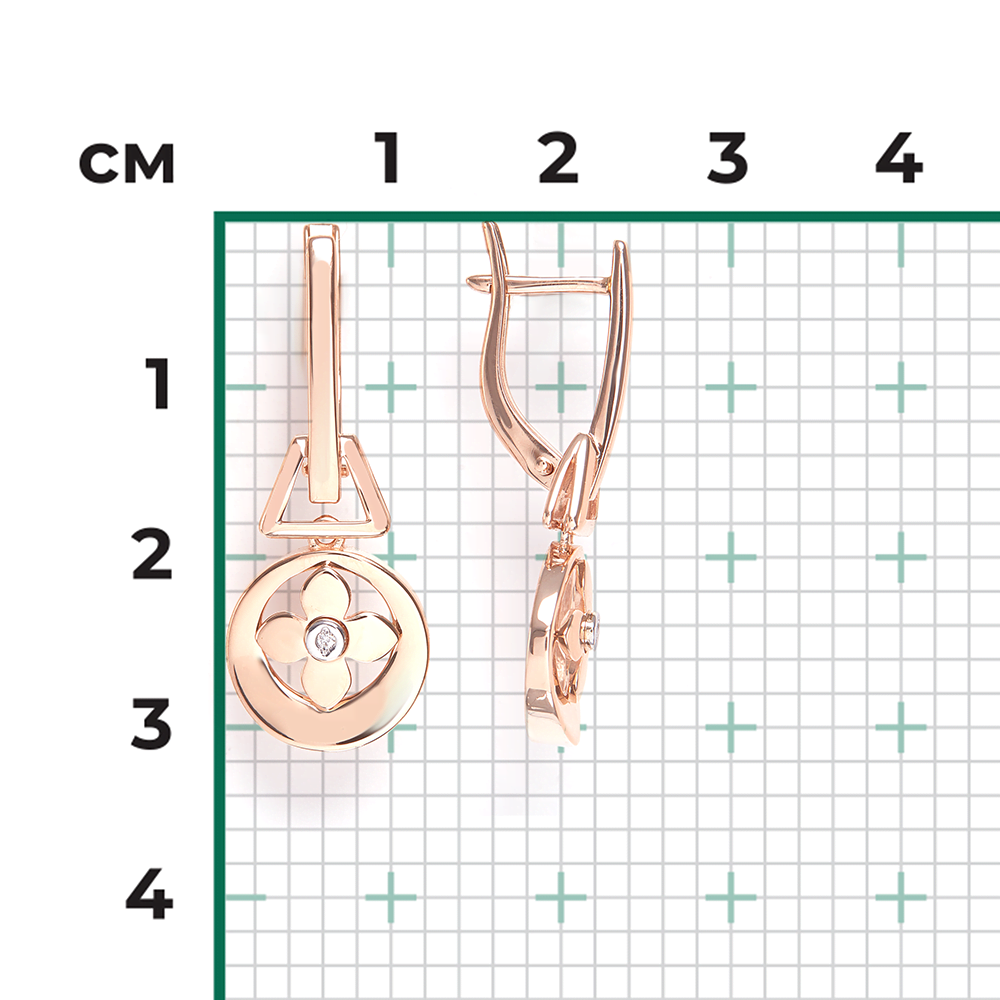 Серьги с английским замком из комбинированного золота с бриллиантом 02-5008-00-101-1111